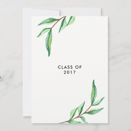 Botanische Waterverf bladeren | afstudeerfeest Kaart (Achterkant)