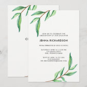 Botanische Waterverf bladeren | afstudeerfeest Kaart (Voorkant / Achterkant)