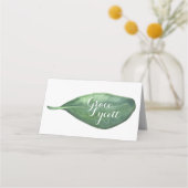 Botanische Waterverf Bladkalligrafie Vouw Escort Plaatskaartje (Voorkant)