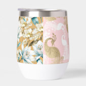 Botanische waterverf blauw wit goud lelie bloemen (Rechts)