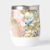 Botanische waterverf blauw wit goud lelie bloemen (Links)