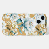 Botanische waterverf blauw wit goud lelie bloemen Case-Mate iPhone case (Achterkant (horizontaal))