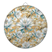 Botanische waterverf blauw wit goud lelie bloemen dartbord (Voorkant)