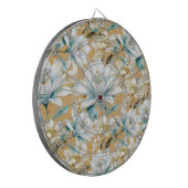 Botanische waterverf blauw wit goud lelie bloemen dartbord (Voorkant Links)