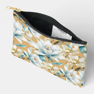 Botanische waterverf blauw wit goud lelie bloemen etui