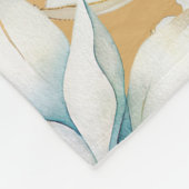 Botanische waterverf blauw wit goud lelie bloemen fleece deken (Hoek)