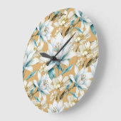 Botanische waterverf blauw wit goud lelie bloemen grote klok (Hoek)