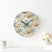 Botanische waterverf blauw wit goud lelie bloemen grote klok (Huis)