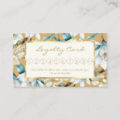 Botanische waterverf blauw wit goud lelie bloemen klantenkaartje (Voorkant)