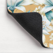 Botanische waterverf blauw wit goud lelie bloemen muismat (Hoek)