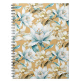 Botanische waterverf blauw wit goud lelie bloemen notitieboek (Voorkant)