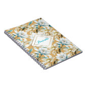 Botanische waterverf blauw wit goud lelie bloemen notitieboek (Rechterzijde)