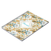 Botanische waterverf blauw wit goud lelie bloemen notitieboek (Linkerzijde)
