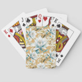 Botanische waterverf blauw wit goud lelie bloemen pokerkaarten (Achterkant)