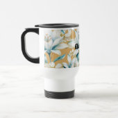 Botanische waterverf blauw wit goud lelie bloemen reisbeker (Links)