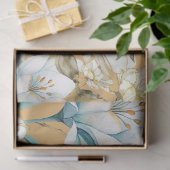 Botanische waterverf blauw wit goud lelie bloemen tissuepapier (Geschenk)