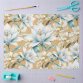 Botanische waterverf blauw wit goud lelie bloemen tissuepapier (Craft)