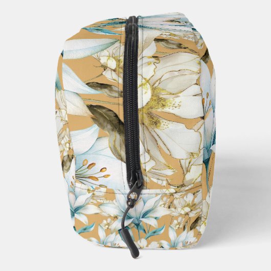Botanische waterverf blauw wit goud lelie bloemen toilettasje (Rechts)