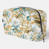 Botanische waterverf blauw wit goud lelie bloemen toilettasje (Rechterhoek)