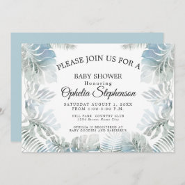 Botanische Waterverf Bleek Stusty Blue Shower Kaart