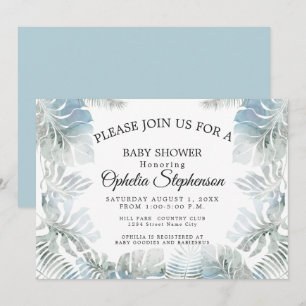 Botanische Waterverf Bleek Stusty Blue Shower Kaart