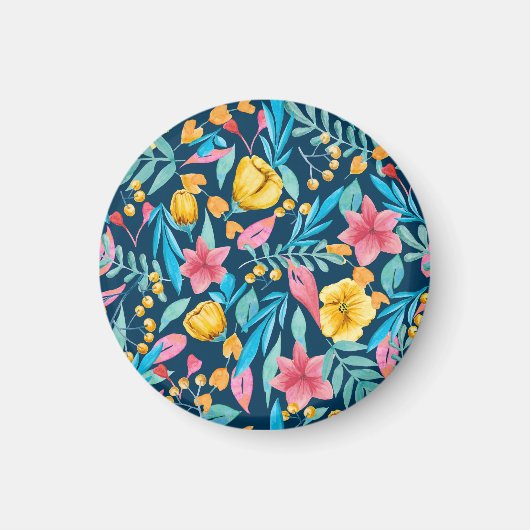 Botanische waterverf: bloemen, bladeren ornament. magneet (Voorkant)