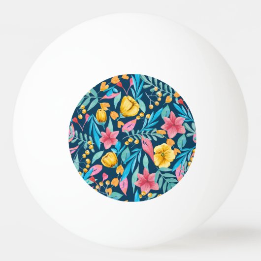Botanische waterverf: bloemen, bladeren ornament. pingpongbal (Voorkant)