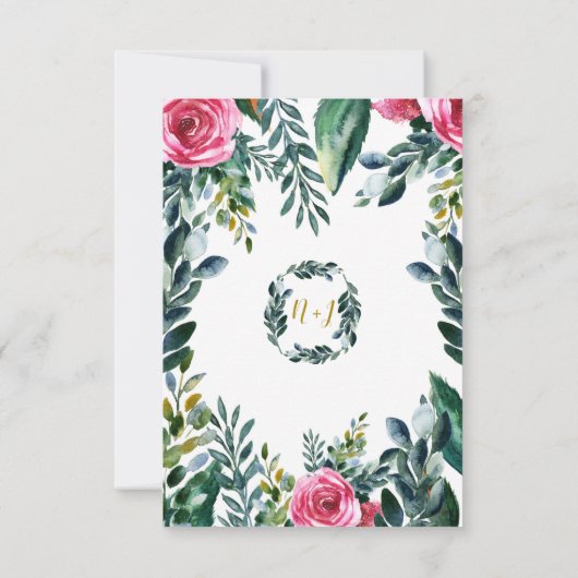 Botanische Waterverf  Bloemen Dank u Bedankkaart (Achterkant)