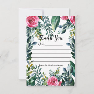 Botanische Waterverf  Bloemen Dank u Bedankkaart