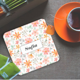 Botanische waterverf bloempatroon op maat wit kartonnen onderzetters