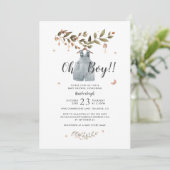 Botanische Waterverf Boho Baby Boy Shower Kaart (Staand voorkant)