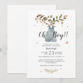 Botanische Waterverf Boho Baby Boy Shower Kaart (Voorkant / Achterkant)