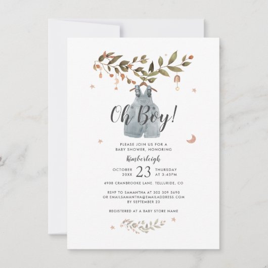 Botanische Waterverf Boho Boy Baby shower Kaart (Voorkant)