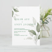 botanische waterverf bruiloft kaart (Staand voorkant)