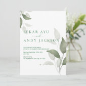 botanische waterverf bruiloft kaart (Staand voorkant)