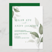 botanische waterverf bruiloft kaart (Voorkant / Achterkant)