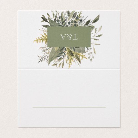 Botanische Waterverf bruiloft Kaart (Buitenkant ongevouwen)