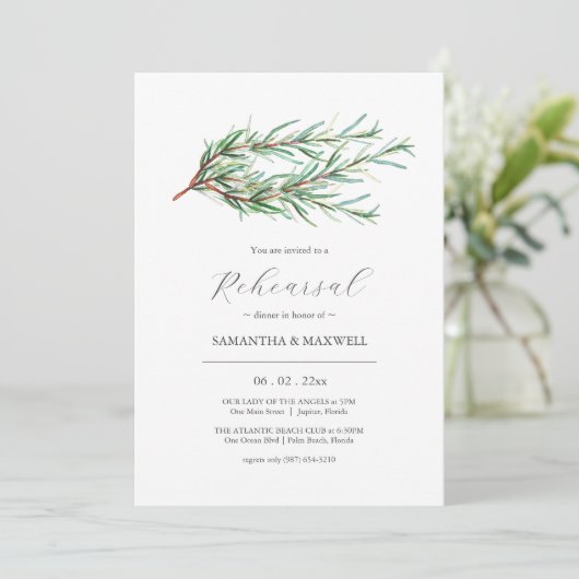 Botanische Waterverf bruiloft repetitie diner Kaart (Staand voorkant)