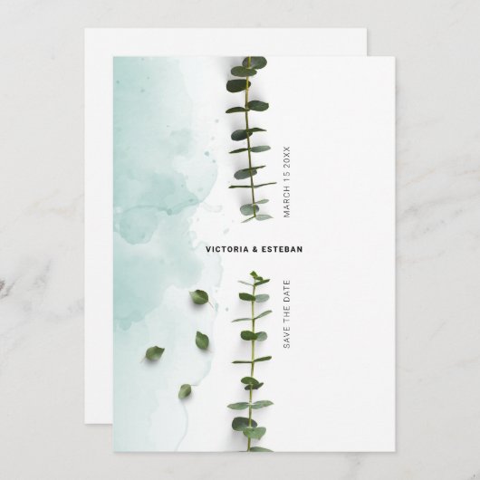 Botanische Waterverf Bruiloft Save the Date (Voorkant / Achterkant)