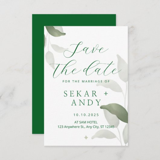 Botanische waterverf bruiloft save the date (Voorkant / Achterkant)