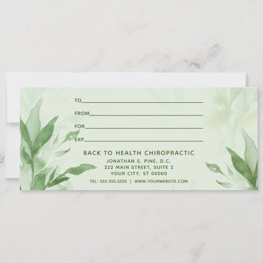Botanische Waterverf Chiropractisch cadeaubon (Achterkant)