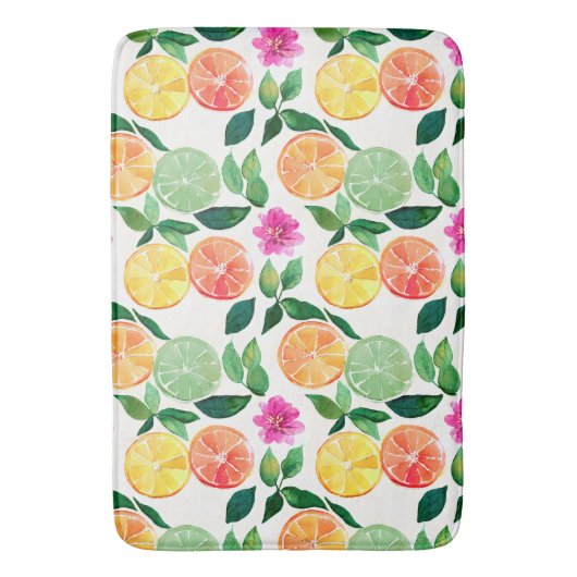 Botanische Waterverf Citrus Floral Badmat (Voorkant Verticaal)