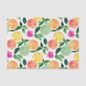 Botanische Waterverf Citrus Floral Pattern Tissuepapier (Voorkant)
