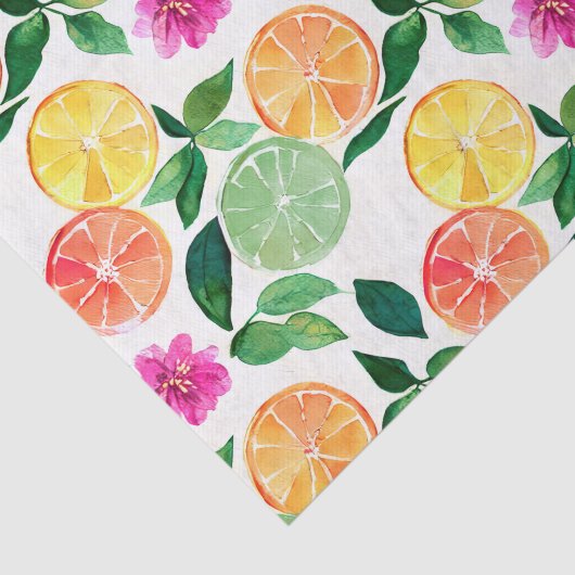 Botanische Waterverf Citrus Floral Pattern Tissuepapier (Detail)