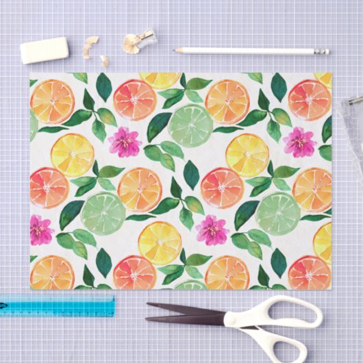 Botanische Waterverf Citrus Floral Pattern Tissuepapier (Craft)