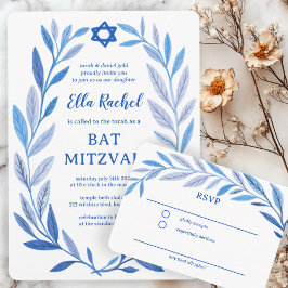 Botanische Waterverf CUSTOM Bar Bat Mitzvah RSVP Informatiekaartje