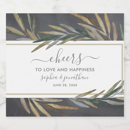 Botanische Waterverf Custom Chalkboard bruiloft Bier Etiket (Enkel label)