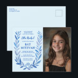Botanische Waterverf CUSTOM FOTO Bat Bar Mitzvah Briefkaart<br><div class="desc">Een perfect briefkaart om een bat mitswa, bar mitswa of een ander Joods feest aan te kondigen! Hand getekende delicate blad trame art voor u! VOLLEDIG ! Klik hierboven op "Personaliseren" om de tekst te bewerken en uw foto toe te voegen. Klik op "Bewerken met ontwerpgereedschap" om de lettertypen, kleuren...</div>
