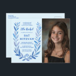 Botanische Waterverf CUSTOM FOTO Bat Bar Mitzvah Briefkaart<br><div class="desc">Een perfect briefkaart om een bat mitswa, bar mitswa of een ander Joods feest aan te kondigen! Hand getekende delicate blad trame art voor u! VOLLEDIG ! Klik hierboven op "Personaliseren" om de tekst te bewerken en uw foto toe te voegen. Klik op "Bewerken met ontwerpgereedschap" om de lettertypen, kleuren...</div>