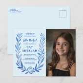 Botanische Waterverf CUSTOM FOTO Bat Bar Mitzvah Briefkaart (Voorkant / Achterkant)